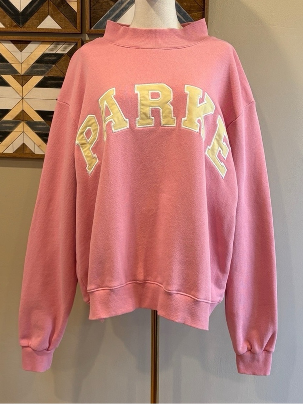 Parker Pink Crewneck Sweatshirt with Cream Lettering
